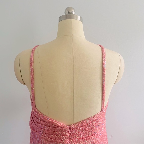 Mac Duggal Sequined Draped V Neck Gown- Pink- Size 16- NWT - Picture 8 of 11